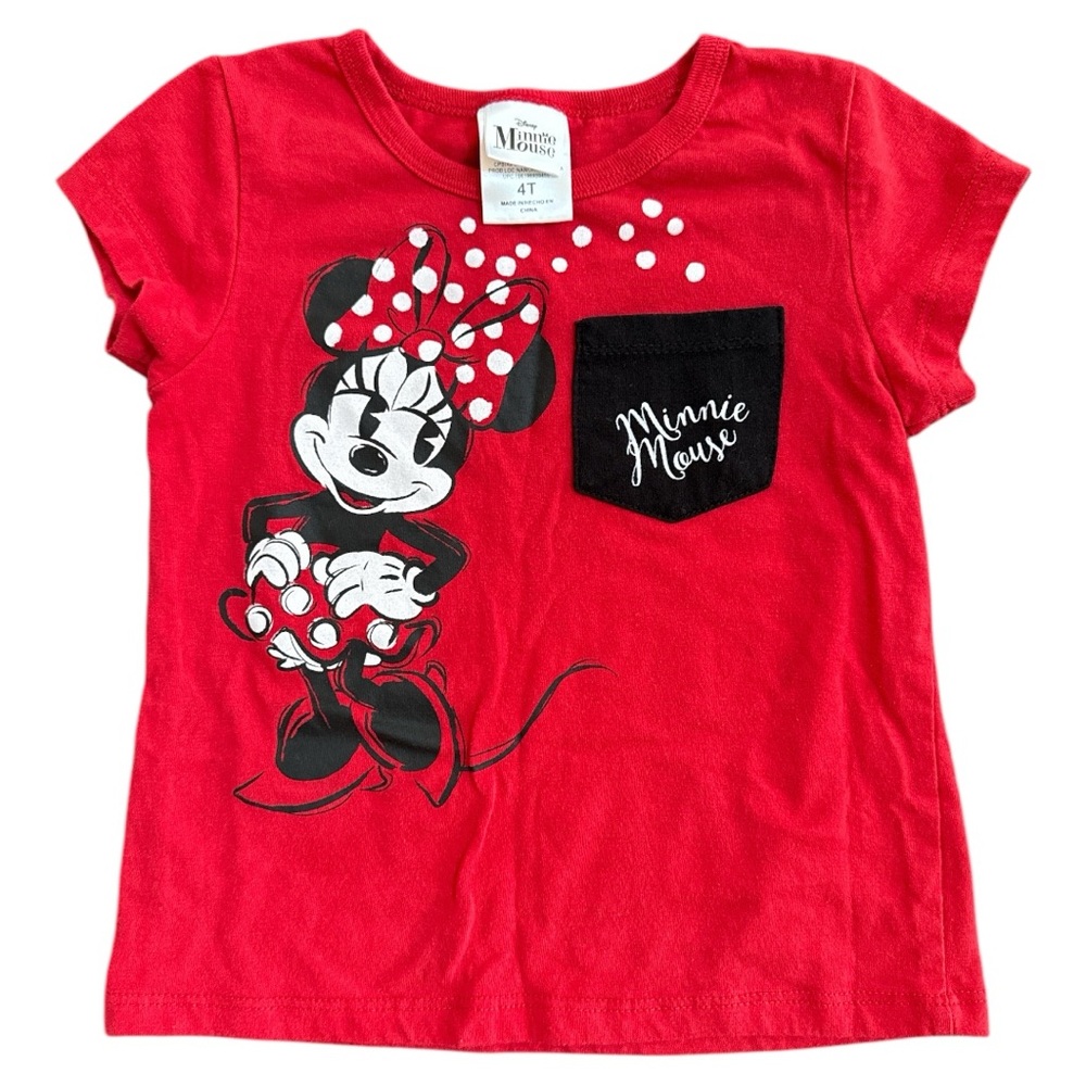 Disney Minnie Mouse Girls Red Pocket T-Shirt Toddler 4T